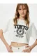 Koton Crop Printed T-Shirt Short Sleeve Crew Neck