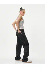 Straight Jean Cargo Jeans Wide Straight Leg Pocket Cotton - Nora Jean
