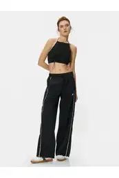 Crop Parachute Top Barbell Neck Stopper Detailed