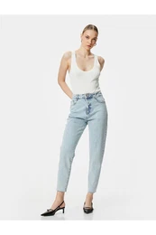 Mom Fit Jeans Standard Waist Pocket Cotton - Mom Jean