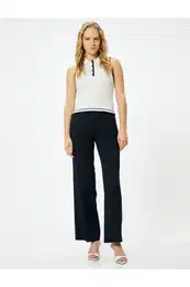 Polo Neck Top Knitwear Buttoned Hair Braid Textured