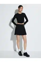 Crop Body Long Sleeve Corset Detailed Crew Neck