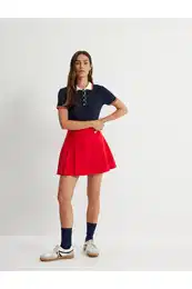 High Waist Pleated Mini Skirt