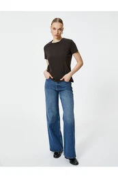 Crew Neck T-Shirt Short Sleeve Faded Effect Cotton