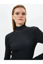 Half Turtleneck Sweater Ribbed Long Sleeve Slim Fit