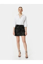 Sequin Sequined Mini Skirt Lined Standard Waist Slim Fit