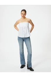 Flare Leg Jeans Slit Detailed Slim Fit High Waist - Victoria Slim Jeans