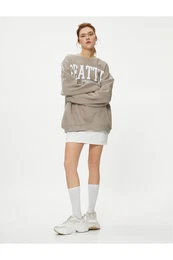 College Oversize Sweatshirt Long Sleeve Crew Neck