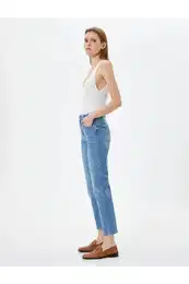 Straight Leg Jeans Standard Waist Cotton Elastic Pocket - Eve Slim Jean