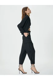 Barrel Fit Trousers High Waist Relaxed Fit Cargo Pocket