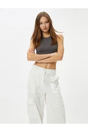 Basic Crop Tank Top Round Neck Ribbed