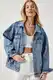 Happiness stanbul Women's Light Blue Pearl Embroidered Denim Jacket