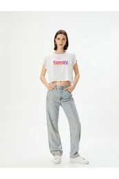 Printed Crop T-Shirt Crew Neck Short Sleeve