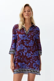 Floral Pattern Wide Fit Mini Woven Beach Dress