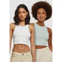 Women's Cropped Rib Top - 2 Pack Mint+White