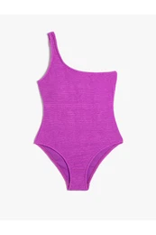 Textured One Shoulder Swimsuit