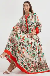 2423 Authentic Patterned Dress - Red