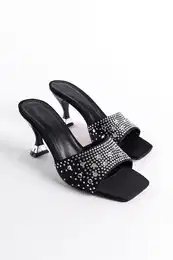 Women's Medium Heel Flat Toe Stony Slippers