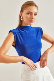 Women's Shoulder Padded Basic Blouse