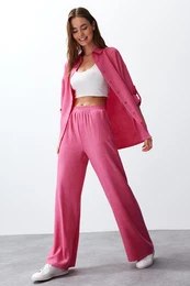 Fuchsia Woven Shirt-Pants Epaulette Suit