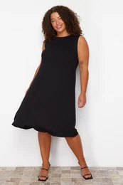 Curve Black Single Jersey Knitted Plus Size Dress