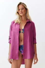 Plum Woven Beach Shirt