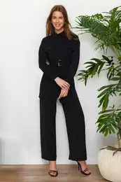 Black Woven Two Piece Set