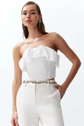 Bridal White Bodice Detailed Woven Bustier