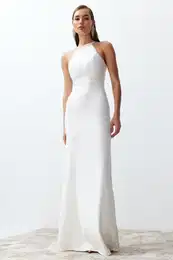 Bridal White Shiny Stone Woven Long Wedding / Wedding Night Evening Dress