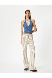 Wide Leg Trousers High Waist Tie Waist