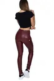 Hugz Wine Faux Leather Biker High Waist S