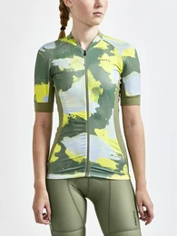 Women's ADV Endur Graphic Cycling Jersey Dark Green with Blue