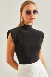 Women's Shoulder Padded Basic Blouse