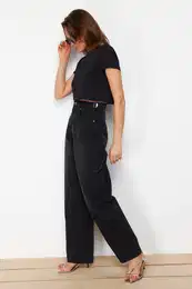 Black More Sustainable Loose Cut High Waist Carpenter Skater Jeans