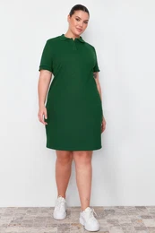 Curve Green Polo Neck Mini Knitted Dress