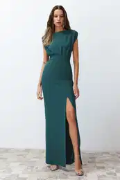 Oil Padded Woven Long Elegant Evening Dress