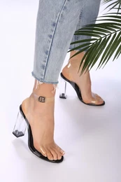 Women's Onante Black Transparent Heeled Shoes