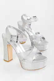 Women's Rhine Silver Roll-on Silvery Platform Heel Shoes