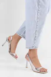 Women's Tobian Silver Shiny Heel Shoes
