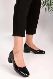 Women's Sune Black Patent Leather Heeled Shoes
