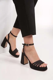 Women's Silbi Black Satin Platform Heels