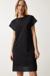 Happiness stanbul Women's Black Scalloped Knitted Dress