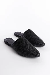 Women's Straw Pointed Toe Closed Slippers