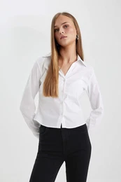 Slim Fit Shirt Collar Long Sleeve Shirt