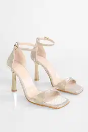 Women's Vinetta Gold Honeycomb Patterned Heel Shoes