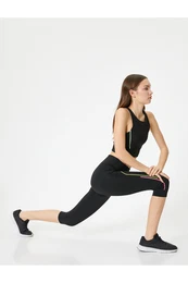 Capri Leggings with Side Stripes Standard Waist Slim Fit