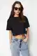 Trendyol Black 100% Cotton Premium Relaxed/Comfortable Fit Woven Label Detailed Knitted T-Shirt Trendyol Black 100% Cotton Premium Relaxed/Comfortable Fit Woven Label Detailed Knitted T-Shirt