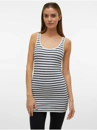 Blue and White Women's Striped Basic Tank Top Maxi - Women