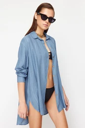 Blue Woven Beach Shirt