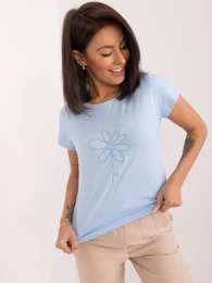 Light blue blouse with BASIC FEEL GOOD appliqu